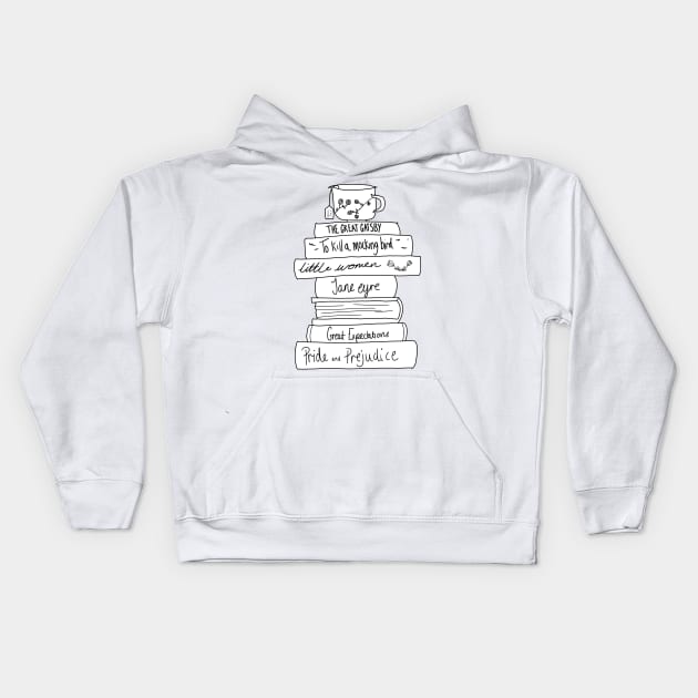 Classic books stack Kids Hoodie by bookloversclub